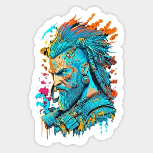 Neon Cyberpunk Viking - V1.05 Sticker